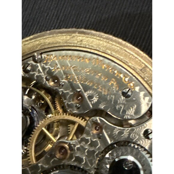 1908 HAMILTON 993 Mod 1 21j 25yr Gold Filled 16s Full Hunter Engraved Case~Runs - Picture 10 of 14